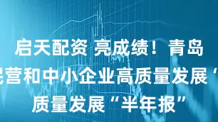 启天配资 亮成绩！青岛市发布民营和中小企业高质量发展“半年报”
